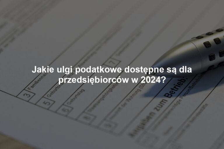 Jakie ulgi podatkowe dostępne są dla przedsiębiorców w 2024?